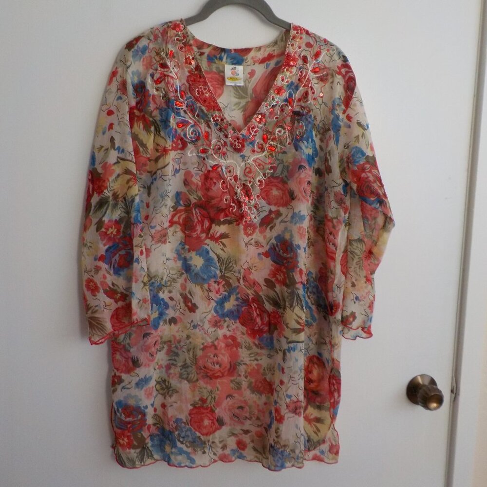 REDUCED - Women's Rima Tunic Swim Coverup 3/4 sleeves